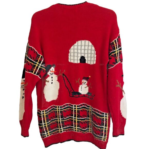 VTG 80s Snowman Cardigan Sweater Womens Sz S Design Options Philip & Jane Gordon - Picture 9 of 16